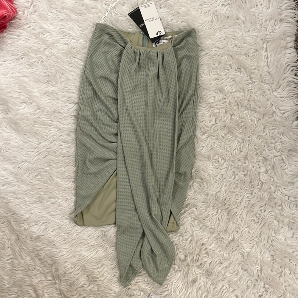 Club L London sage green waffle skirt